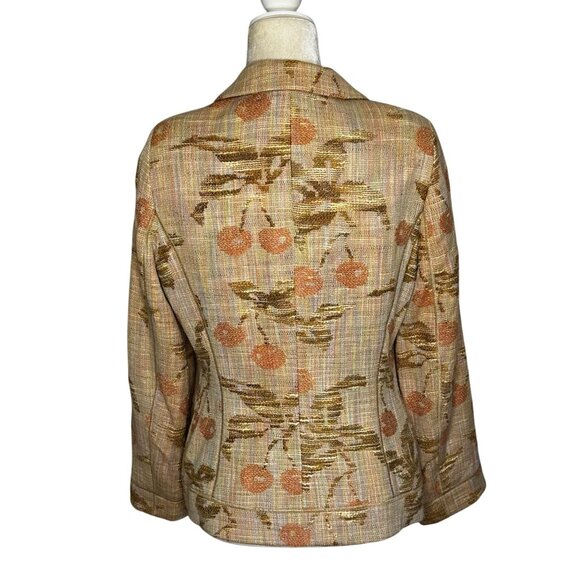 Carlisle Tapestry Blazer Jacket 90s Floral Cherry Print Lined Sz 8 Boho - Picture 5 of 10